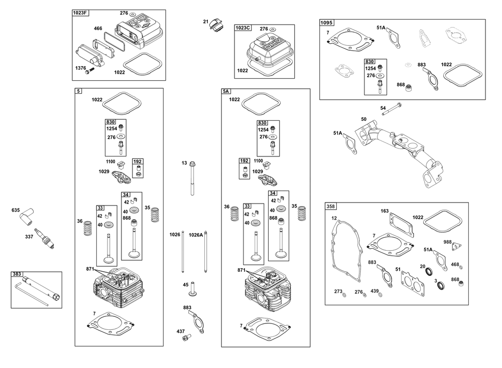 Cylinder Head Group Diagram and Parts List for 386447-0425-G1 200000 - 399999 Briggs and Stratton Engine